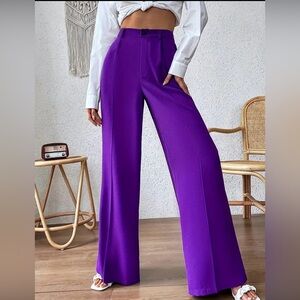 Elegant Women's Wide Leg Violet Trousers